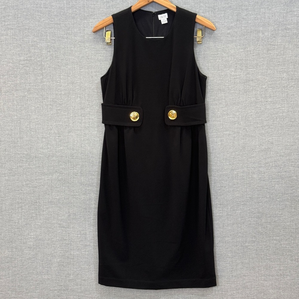Cache Womens Black Sleeveless Gold Button Sheath Dress Size 6 Style 30054